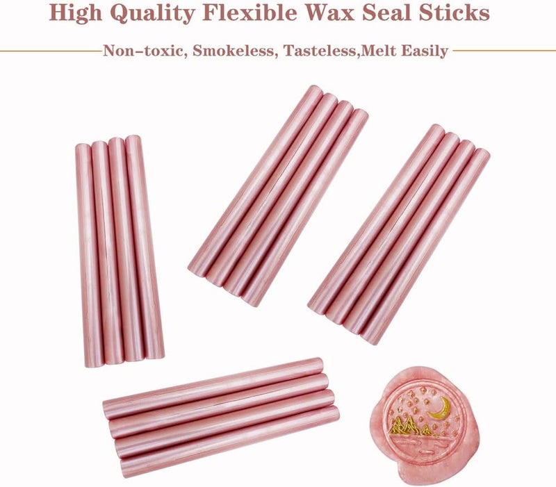ANBOSE Wax Seal Sticks, 16 Pieces Glue Gun Sealing Wax Sticks for Wax Seal Stamp, Rose Gold Wax Seal Stick for 0.44 Inch Glue Gun, for Wedding Invitations, Cards, Envelopes - Image 3
